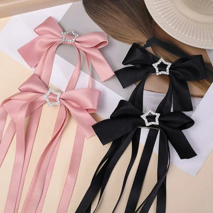 1/2Pcs Star Bowknot Hair Clips For Girls Kawii Barrettes Cute Hair Accessoires Kids Colored Ribbon Woman Hairpins Hairgrip Hot