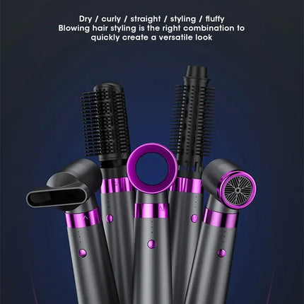 Electric Hair Dryer 5 in 1 Multifunctional Hair Straightener Negative Ion Hair Care Curler Blow Dryer Styling Set Strong Wind