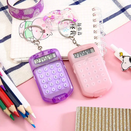 Multifunctional Calculator Creative Convenient Electronic Mini Calculator Bag Charm Keychain for School