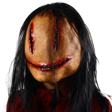 Sexy Smiling Faceless Ghost Face Killer Latex Full Face Masks Halloween Mask Horror Cosplay Party Grimace Dress Costume  Props