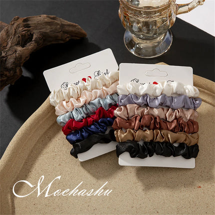 5/6pcs Simple Solid Color Elastics Hair Ties for Women Thick Hair Soft No hurt Hair Ponytail Holder Hair Rope Hair Accessories