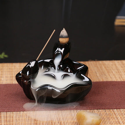 Ceramic Incense Burner Waterfall Backflow Smoke Censer Creative Incense Ornament Burner Home Decorative Crafts for Living Room