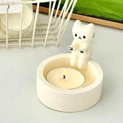 Kitten Candle Holder Cute Cat Candlestick Creative Aromatherapy Candle Holder Durable High Tempe Cartoon Candlestick Decoration