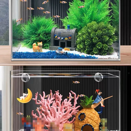 Fish Tank Decor Figures Ornaments Simulation Resin Pineapple House Fish Tank Decoration Landscaping Aquarium Accessories