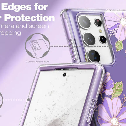 For Samsung Galaxy S23 Ultra Case 6.8“Slim Stylish Geometric Marble shockproof bumper Phone Case with Built-in Screen Protector