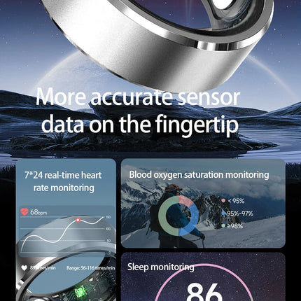 For HUAWEI XIAOMI SAMSUNG Smart Ring Men, Heart Rate Blood Oxygen Pressure Monitor Smartring for Women Sleep Fitness Tracker New