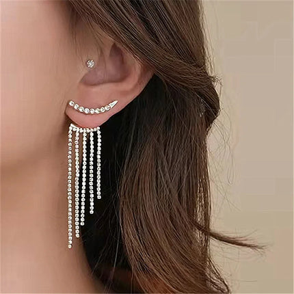 Luxury Women's Earrings Rhinestone Fringe Hanging Zircon Earrings New Shiny Wedding Statement Party Jewelry Gifts