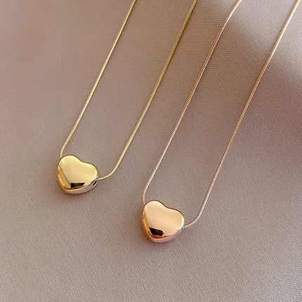 Classic Gold Color Stainless Steel Necklace For Women Jewelry  Beads heart-shaped Pendant Necklace Birthday Gift