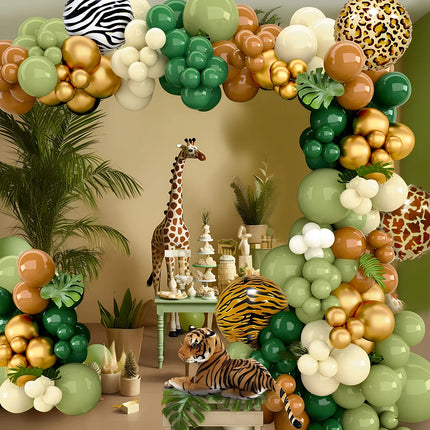 Jungle Animal Balloon Garland Arch Kit 1st Birthday Party Decoration Kids Boy BabyShower Decor Latex Balloons