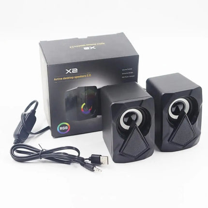 Desktop PC Speakers Colorful RGB Desktop PC Speakers Clear Sound Multimedia 2Pcs Plug & Play Speakers For Desktop PC All