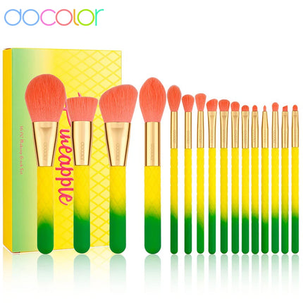 Docolor Makeup Brushes 16pcs Pineapple Makeup Brushes Set Foundation Powder Face Blending Contour Eyeshadow Make Up Brushes Set